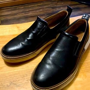 Men’s Lucchese after the ride black leather slip on shoes.